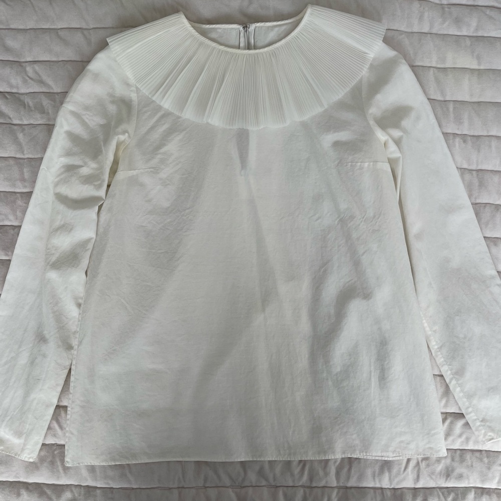 COS white silk blouse size small.